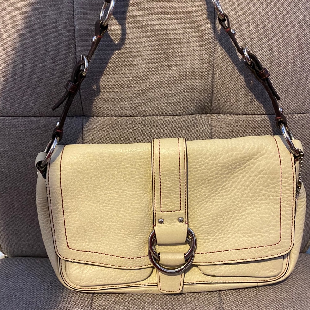 Leather coach shoulder bag